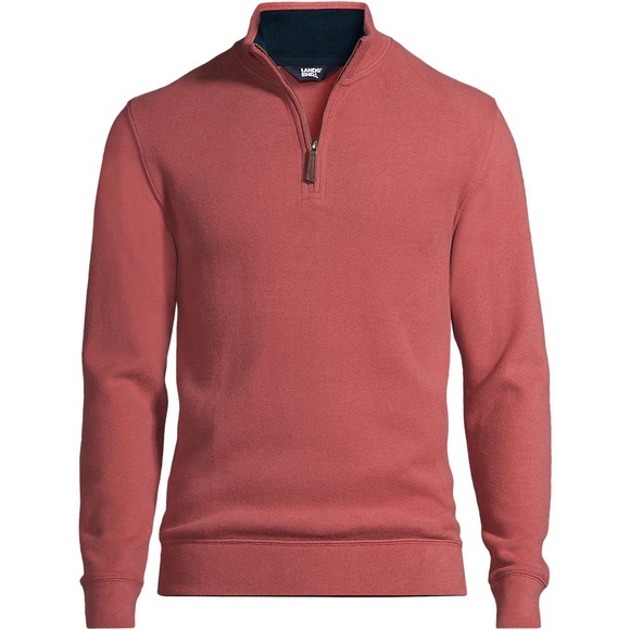 Lands’ End Bedford Rib Quarter Zip Sweater Nautical Red M - Picture 5 of 8